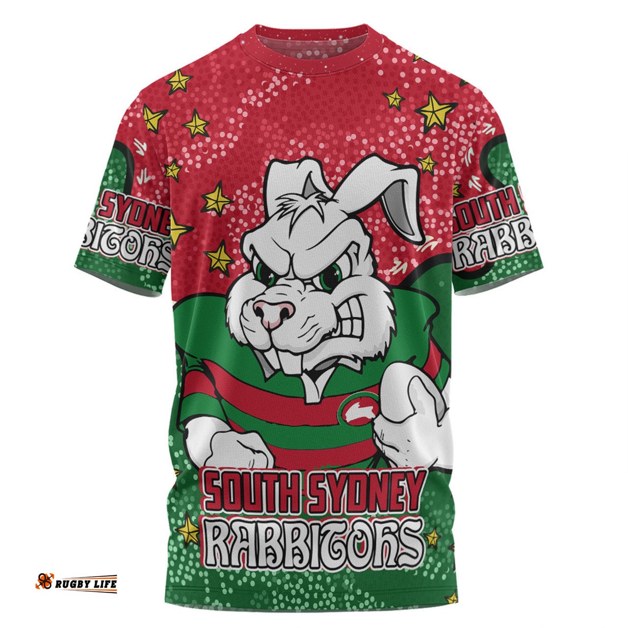 Amazing Aussie South Sydney Rabbitohs T-shirt - Team With Dot And Star Patterns For Tough Fan T-shirt