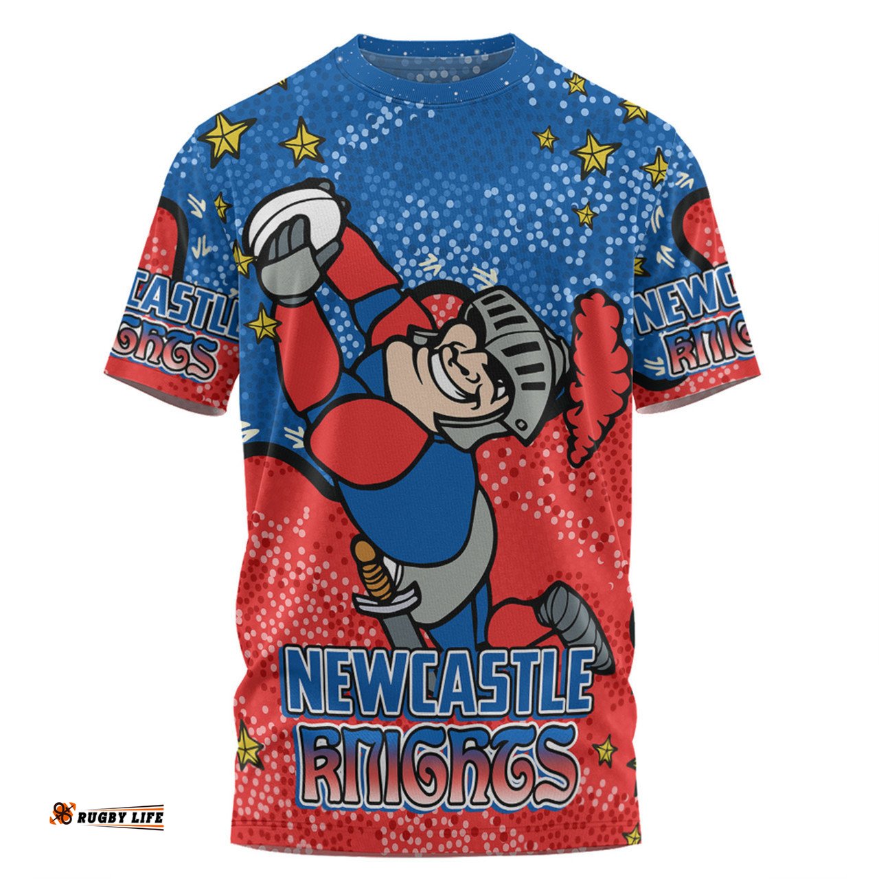 Amazing Aussie Newcastle Knights Custom T-shirt - Team With Dot And Star Patterns For Tough Fan T-shirt