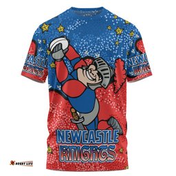 Amazing Aussie Newcastle Knights Custom T-shirt - Team With Dot And Star Patterns For Tough Fan T-shirt