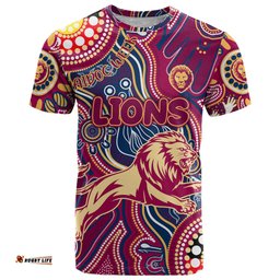 personalised naidoc week 2024 brisbane lions t shirt australian aboriginal hand painting dt02