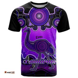 personalised australia aquarius emu zodiac t shirt auz astrology aboriginal purple