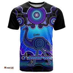 personalised australia aquarius emu zodiac t shirt auz astrology aboriginal blue