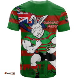 Amazing Aussie South Sydney Rabbitohs T-Shirt Custom For Die Hard Fan Australia Flag Scratch Style