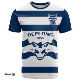 personalised geelong football 2023 t shirt go cats white sporty style