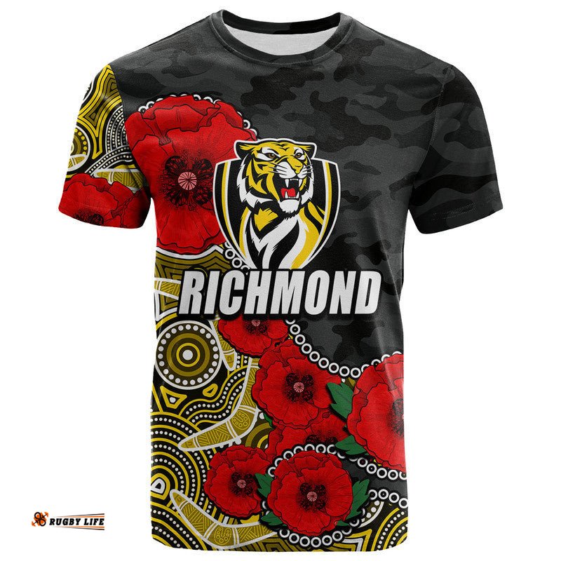 custom personalised anzac day afl richmond army mix aboriginal t shirt