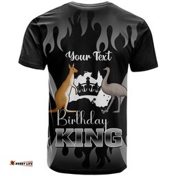 personalised australia king birthday t shirt australian map with crown black version