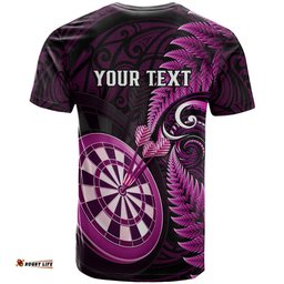 personalised new zealand darts t shirt happiness is a tight threesome maori pink