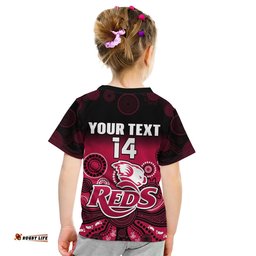custom text and number queensland reds rugby t shirt gradient aboriginal