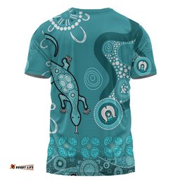 Amazing Aussie Australia Goanna Aboriginal T-shirt - Indigenous Dot Goanna (Teal Blue) T-shirt
