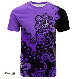 Amazing Aussie Australia T-Shirt Aboriginal Style Of Background Red (Turquoise,Purple)