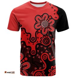 Amazing Aussie Australia T-Shirt Aboriginal Style Of Background Red (Turquoise,Purple)