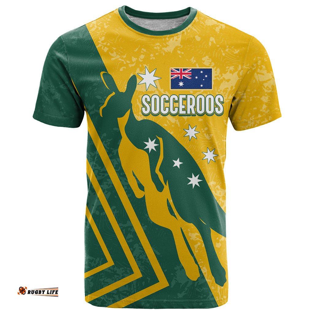 personalised australia soccer t shirt green gold go socceroos