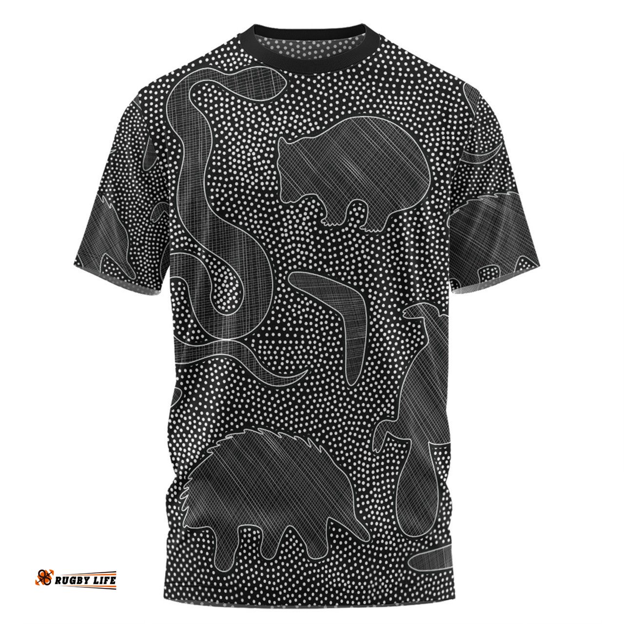 Amazing Aussie Australia Dot Painting Inspired Aboriginal T-shirt - Aboriginal Dot Grey Art With Animals T-shirt