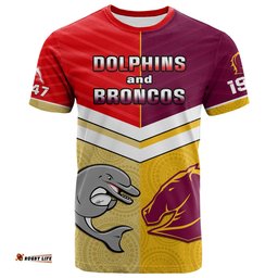 dolphins mix broncos rugby t shirt indigenous art