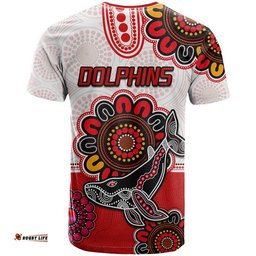 dolphins rugby t shirt indigenous circles and waves white