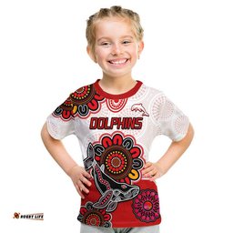 dolphins rugby t shirt indigenous circles and waves white