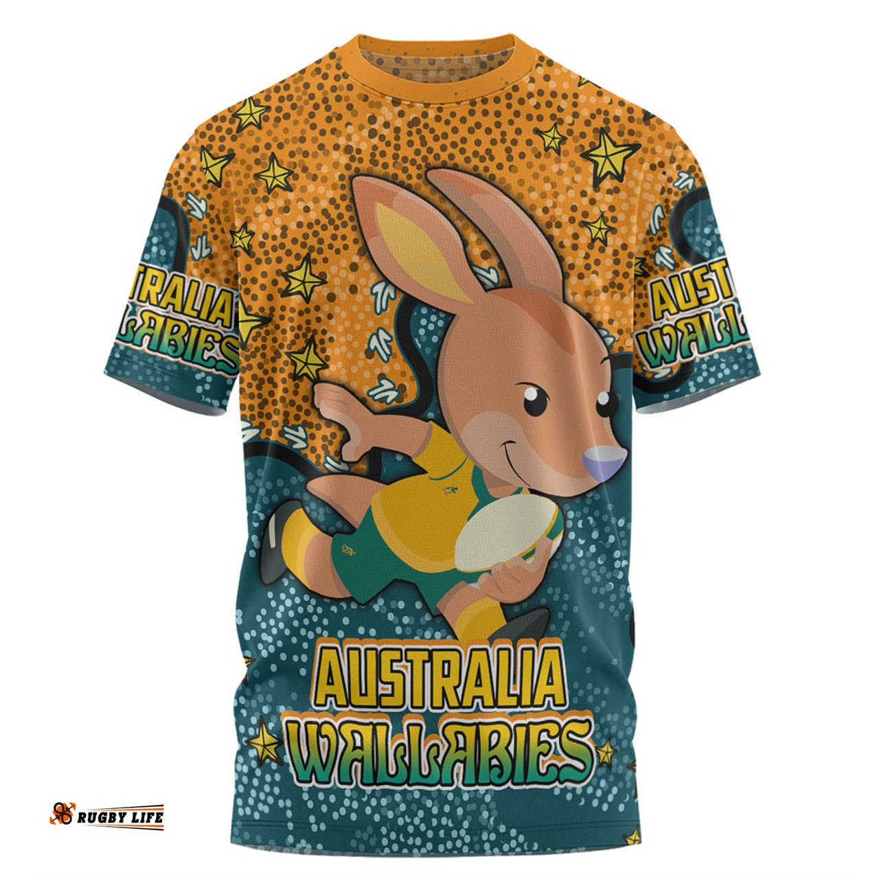 Amazing Aussie Australia Wallabies Custom T-shirt - Team With Dot And Star Patterns For Tough Fan T-shirt