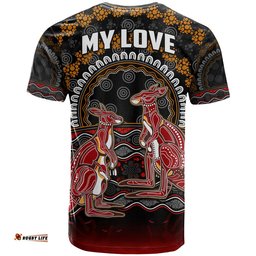 custom personalised australia valentine t shirt aboriginal couple kangaroos my love