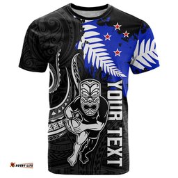 personalised aotearoa rugby t shirt all black maori fern