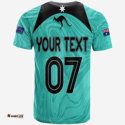 personalised aussie matildas t shirt 2023 women world cup marble patterns turquoise