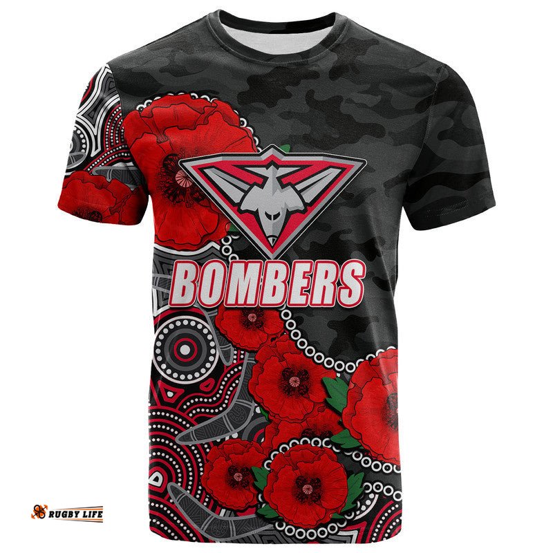 custom personalised anzac day afl bombers army mix aboriginal t shirt