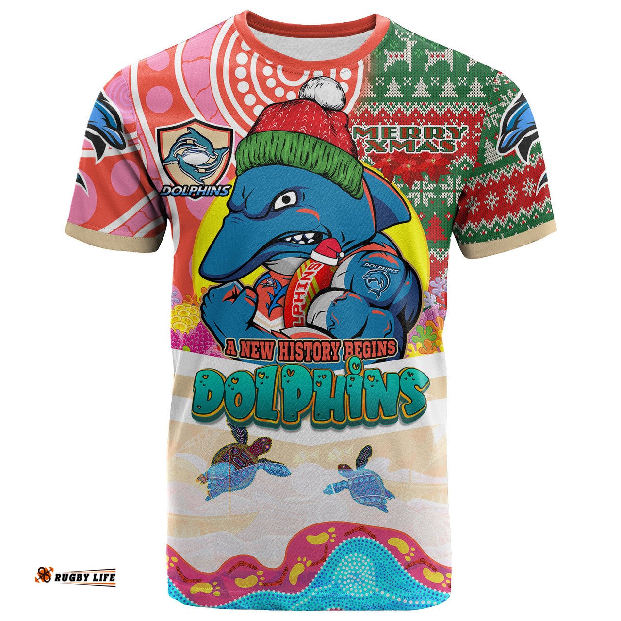 Amazing Aussie Australia Dolphins Christmas Custom T-shirt - A New History Begins T-shirt