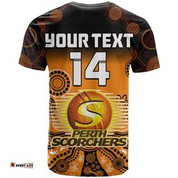 custom text and number perth scorchers t shirt gradient aboriginal dot painting