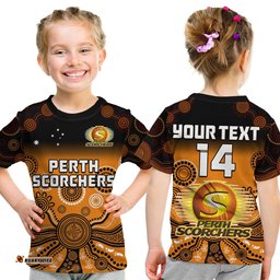 custom text and number perth scorchers t shirt gradient aboriginal dot painting