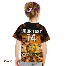 custom text and number perth scorchers t shirt gradient aboriginal dot painting