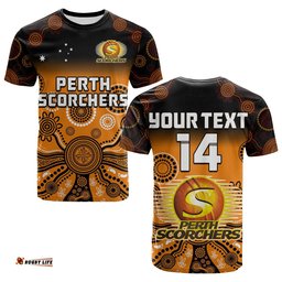 custom text and number perth scorchers t shirt gradient aboriginal dot painting