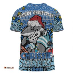 Amazing Aussie Cronulla-Sutherland Sharks Christmas Custom T-shirt - Christmas Knit Patterns Vintage Jersey Ugly T-shirt