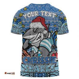 Amazing Aussie Cronulla-Sutherland Sharks Christmas Custom T-shirt - Christmas Knit Patterns Vintage Jersey Ugly T-shirt