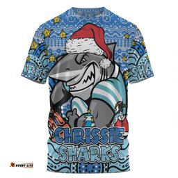 Amazing Aussie Cronulla-Sutherland Sharks Christmas Custom T-shirt - Christmas Knit Patterns Vintage Jersey Ugly T-shirt