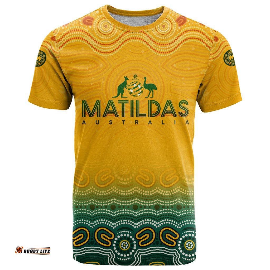 personalised australia matildas t shirt tillies aboriginal simple yellow dt02