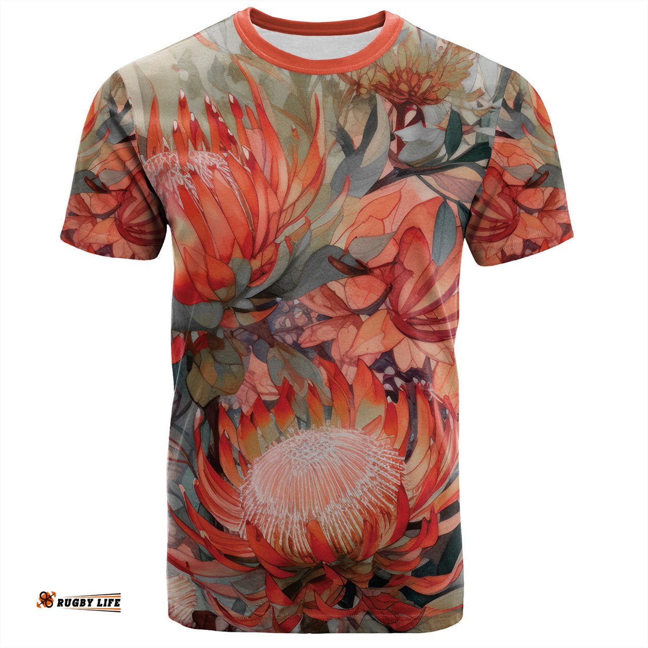 Amazing Aussie Australia Waratah T-shirt - Red Orange Waratah Flowers Art T-shirt