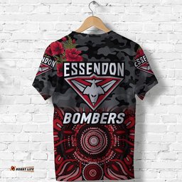 essendon bombers anzac t shirt indigenous vibes black