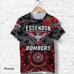 essendon bombers anzac t shirt indigenous vibes black