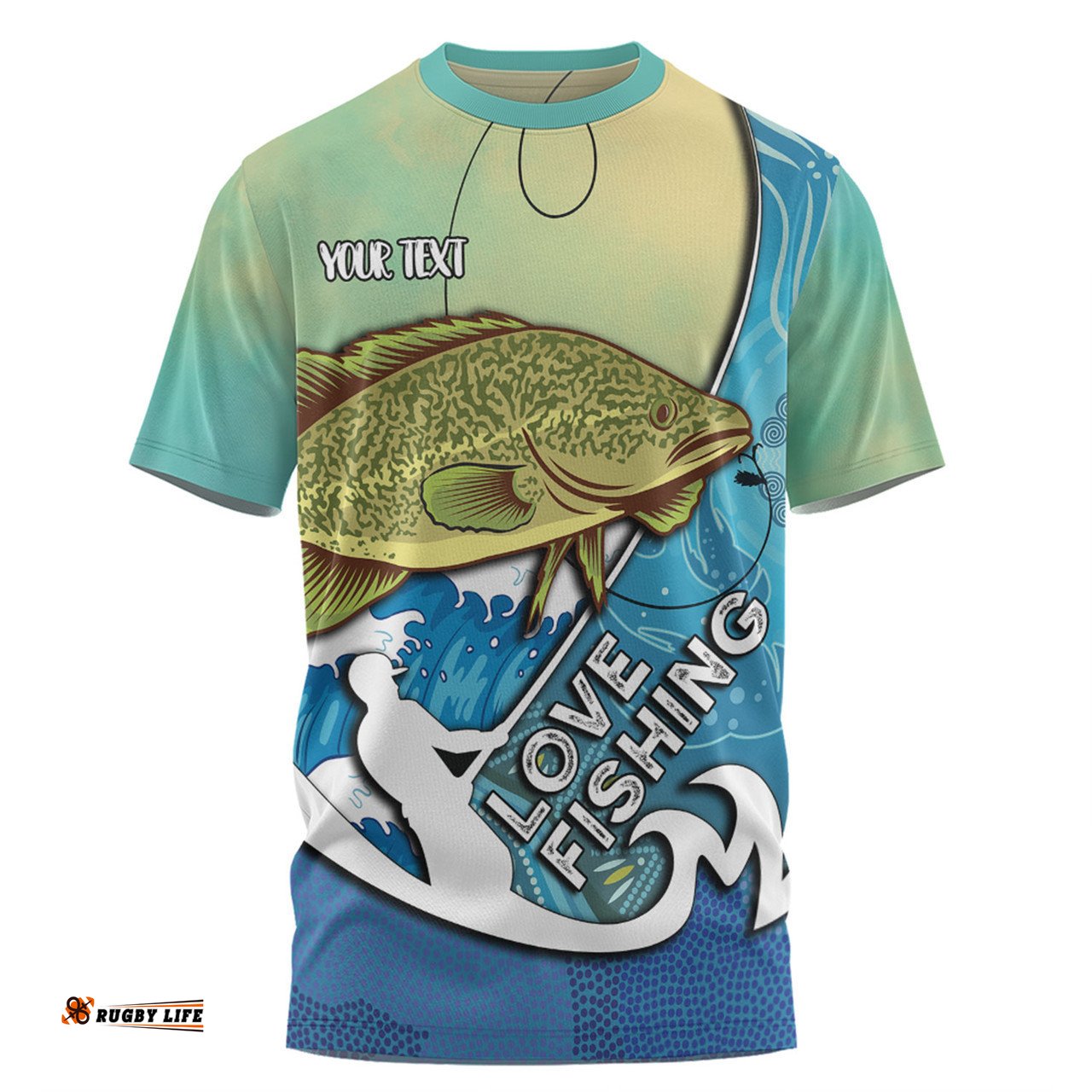 Amazing Aussie Australia Fishing Aboriginal Fishing Custom T-shirt - Love Fishing Murray Cod In Aboriginal Art Patterns T-shirt