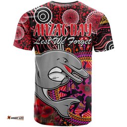 dolphins rugby anzac t shirt aboriginal military and poppy flowers