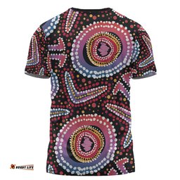 Amazing Aussie Australia Dot Painting Inspired Aboriginal T-shirt - Boomerang From Aboriginal Art T-shirt