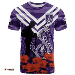 dockers football anzac 2023 t shirt aboriginal mix poppy camouflage