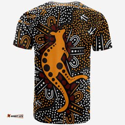 australia aboriginal inspired custom t shirt indigenous aboriginal inspired art background with kangaroo