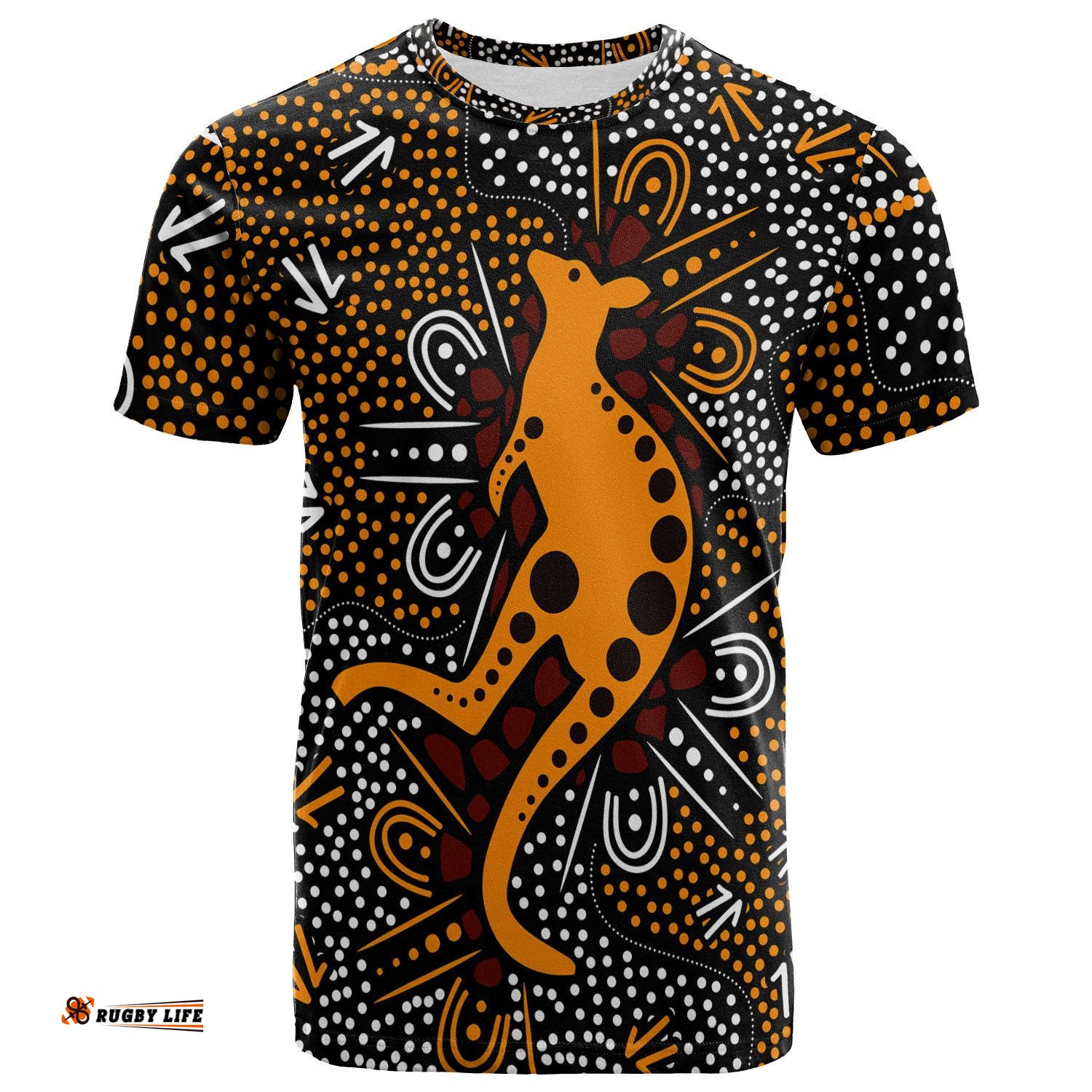 australia aboriginal inspired custom t shirt indigenous aboriginal inspired art background with kangaroo