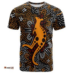 australia aboriginal inspired custom t shirt indigenous aboriginal inspired art background with kangaroo