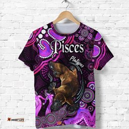 custom personalised australian astrology t shirt pisces platypus zodiac aboriginal vibes pink