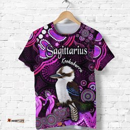 custom personalised australian astrology t shirt sagittarius kookaburra zodiac aboriginal vibes pink