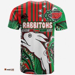Amazing Aussie South Sydney Rabbitohs T-Shirt - Indigenous Dreaming Souths "Live A Red Green Life" T-shirt
