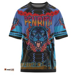 Amazing Aussie Penrith Panthers T-shirt - Anzac Angry Panther Mascot Style T-shirt