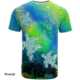 Amazing Aussie Australia Aboriginal Inspired T-Shirt - Indigenous Turtle Ocean Dot Painting Art