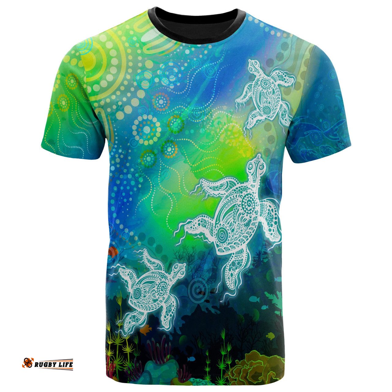 Amazing Aussie Australia Aboriginal Inspired T-Shirt - Indigenous Turtle Ocean Dot Painting Art